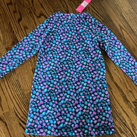 Lilly Pulitzer girls mini beachcomber dress Seabreeze blue low tide navy spotted - Picture 6 of 12